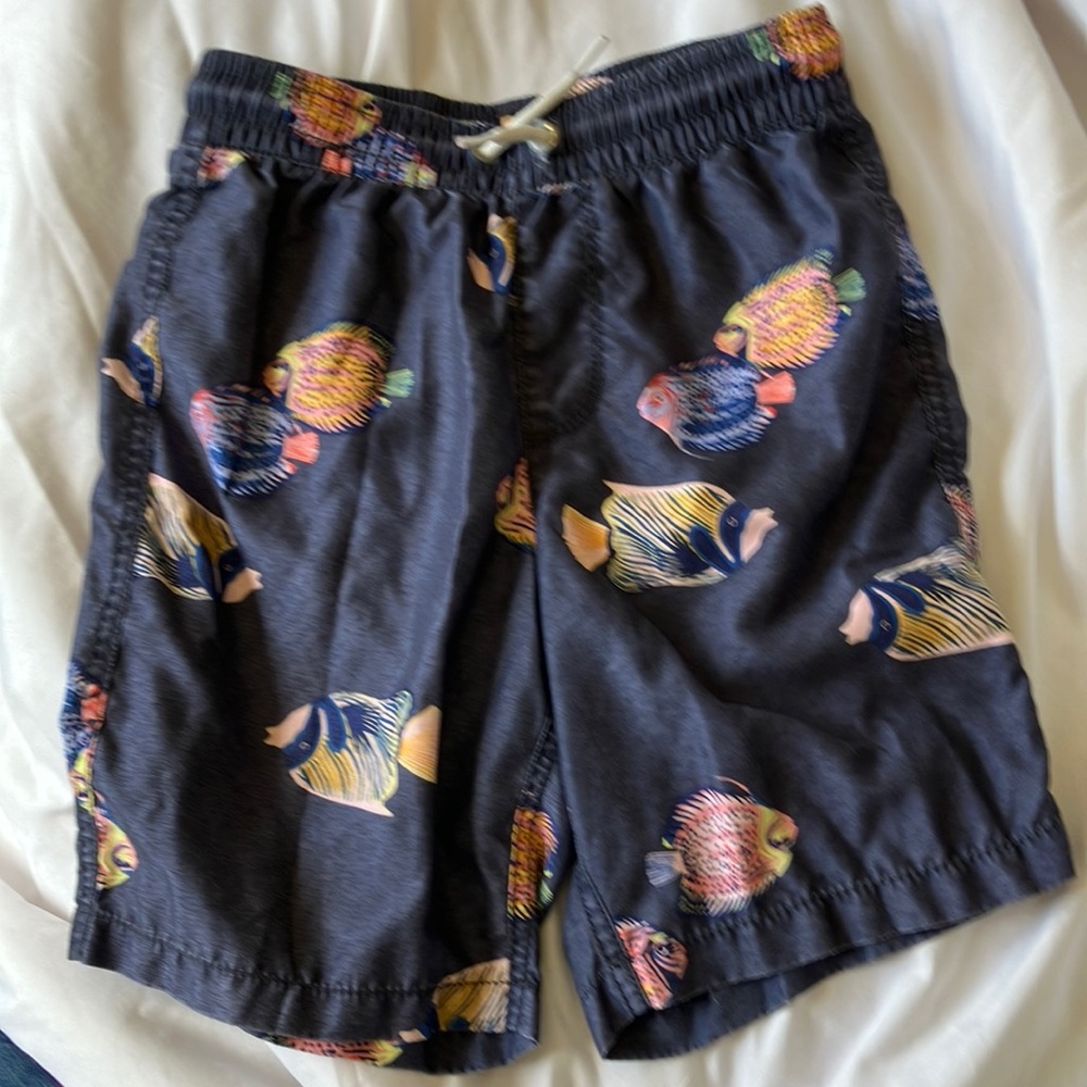 Old Navy Boys Swim Shorts Trunks Size Medium Blue with fish